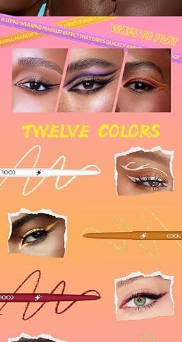 12 Colors Shimmer Eyeliner Pen Set, Waterproof, Long-Lasting, Glitter Eyeliner for Bold Eye Makeup, Metallic Glitter Finish, Eye Liner For Older Women, lapiz de ojos delineador de ojos contra el agua thumbnail 9