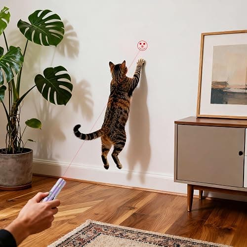 Cat Toy, Distinctive Purple Painted Metal Casing with Paw Print Design, USB Rechargeable, 3 Light Modes & 5 Adjustable Patterns,Interactive Chase Toy for Indoor Cat & Dog & Bird Training & Exercise thumbnail 7