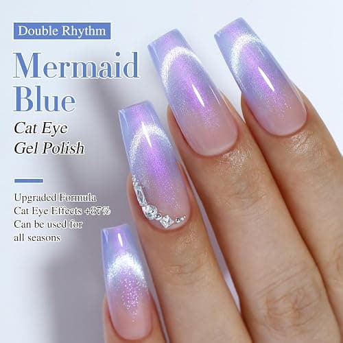Double Rhythm 0.5 OZ Cat Eye Gel Polish with Magnet 15ML Holographic Glitter Shimmer Translucent Jelly Color Magnetic Nail Polish Salon DIY at Home (MC1001) thumbnail 3