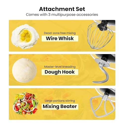 VIVOHOME Stand Mixer, 660W 10 Speed 6 Quart Tilt-Head Kitchen Electric Food Mixer with Beater, Dough Hook, Wire Whip and Egg Separator, Black thumbnail 7