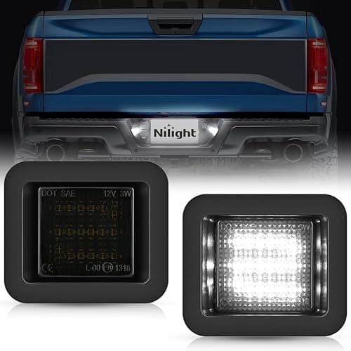 Nilight License Plate Lights Compatible with 2015 2016 2017 2018 2019 2020 Ford F150 Raptor Smoke Lens Black Housing 6000K White 2PCS Pack - Image 1