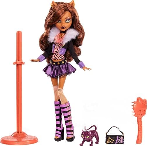 Monster High Clawdeen Wolf Reproduction Doll Wearing Original Fashion & Shoes with Pet, Display Stand & Accessories, 10-5-inch Collectible Toy thumbnail 5