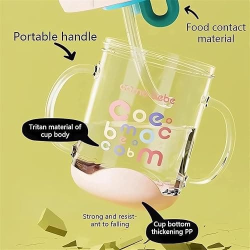 Drinking Cup With Whale Squirt, Cute Whale Cup Water Bottle, Whales Spray Sippy Cups, Leak Proof Weighted Straw Cups for kids (350ml/Green) thumbnail 3
