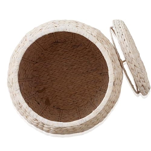 Casafield Round Storage Basket with Lid - Espresso, Handwoven Water Hyacinth Organizer for Laundry, Blankets, Plants, Bedroom, Living Room, Home Office - Espresso thumbnail 7