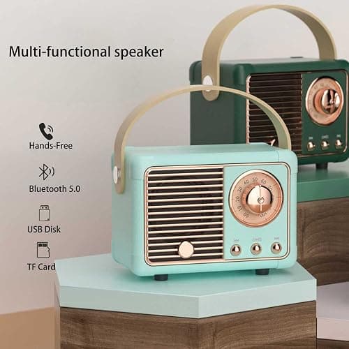 Dosmix Retro Bluetooth Speaker, Vintage Decor, Portable Wireless Bluetooth Speaker, Cute Old Fashion Style for Kitchen Desk Bedroom Office Outdoor Accessories for iPhone Android (Yellow) thumbnail 8