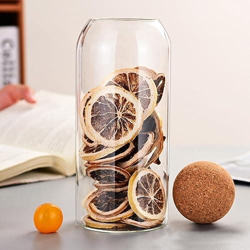JEIINT Candy Jar Candy Container Round ‌Cylindrical Glass Body with Spherical Cork Lid 1200ml 40.5oz thumbnail 2