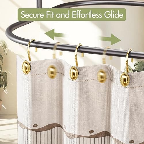 AmazerBath Gold Shower Curtain Hooks, 12PCS Rust Proof Shower Curtain Rings, Decorative Modern Shower Curtain Hangers, Elliptical Heavy Duty Design Convenient for Bathroom Kitchen Wardrobe thumbnail 6