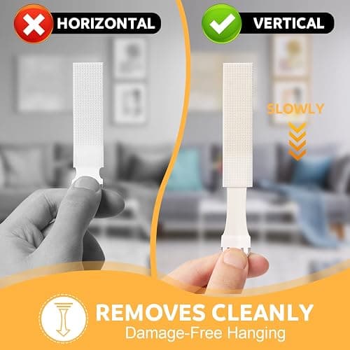 Sinnsally Large Picture Hanging Strips Heavy Duty,20-Pairs(40 Strips) Sticky Picture Hangers for Walls Hanging Without Nail,Damage Free No Nails Refill Adhesive Poster Frame Mounting,White thumbnail 7