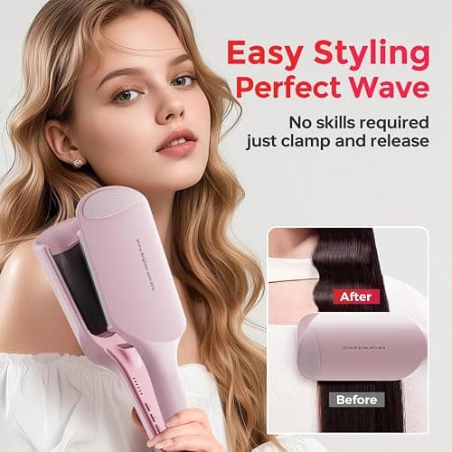 Waver Curling Iron Lena S12 Beach Waver Curling Wand, Hair Tool with 2 Barrels, Anti-Scald Protection, Adjustable Time & Temps, Dual Voltage, Titanium Coating for Effortless, Long-Lasting Waves thumbnail 2
