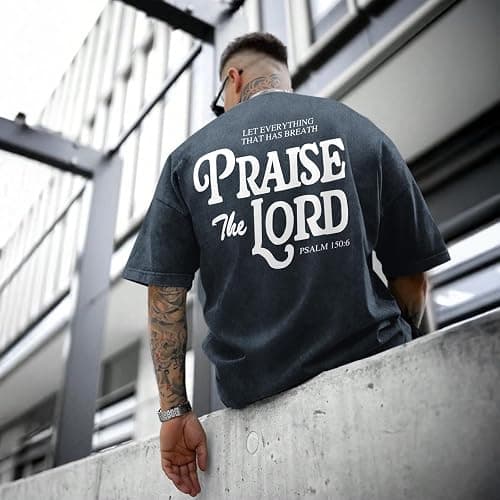 Wedsadl Christian Jesus Shirts for Men Religious Praise The Lord Bible Verse Shirt Oversized Graphic Tees Acid Wash Tshirt thumbnail 5