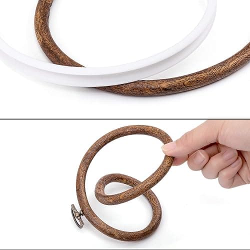 joybest 4 Pieces 6 Inch Round Embroidery Hoops Display Frame Circle, Cross Stitch Hoop Ring Imitated Wood Embroidery Kits for Art Craft Sewing and Christmas Ornaments thumbnail 5