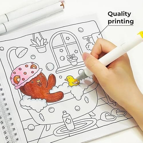 Fuzzy Friends Coloring Book with 2 Sets of Miniature Sticker Scenes for Adults & Teens thumbnail 2