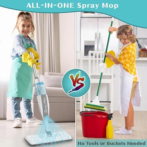 Toddler Mop that Really Works - Kids Spray Mop - Mini Size Cleaning Toy Set, Interactive Pretend Play Montessori Toys Gift for Toddlers Boys Girls Ages 3-6 thumbnail 3