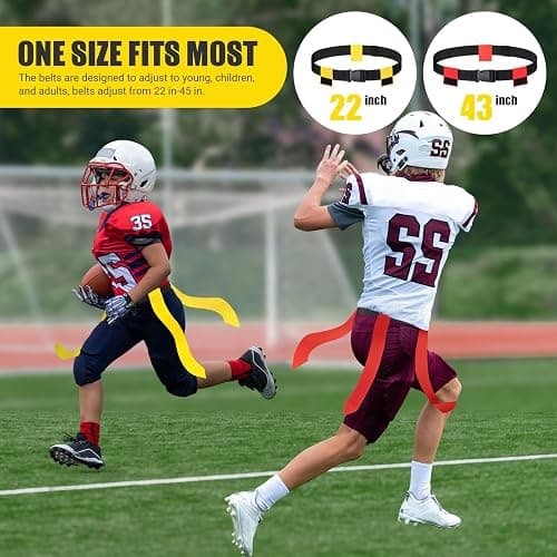 Flag Football Belts, 6/8/10/12/14 Player Flag Football Set for Kids, Youth & Adult, Adjustable Flag Football for Waist 22-43" thumbnail 4