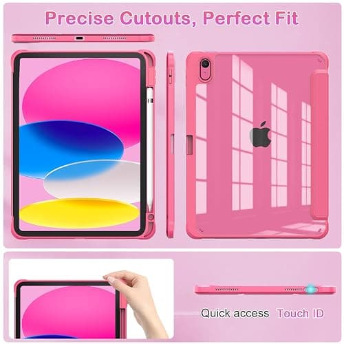 OKP Case for iPad 11th Generation 11-inch (A16) 2025, for 10.9'' iPad 10th Gen 2022, Slim Lightweight i Pad 11/10 th Gen Protective Cover with Trifold Stand, Auto Wake/Sleep, Clear PC Back Shell, Pink thumbnail 7