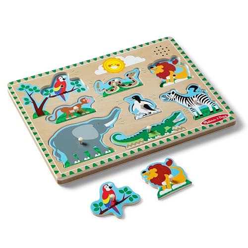 Melissa & Doug Zoo Animals Sound Puzzle – 8-Piece Wooden Peg Puzzle with Light-Activated Sounds, Music Learning Toy for Toddlers and Preschoolers Ages 2+ thumbnail 4
