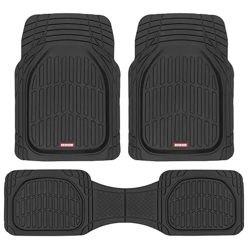 Motor Trend FlexTough Floor Mats for Cars, Black Deep Dish All-Weather Car Mats, Waterproof Trim-to Fit Automotive Floor Mats for Cars Trucks SUV, Universal Floor Liner Car Accessories - Image 1