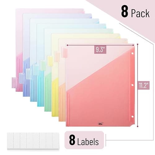Mr. Pen- Binder Dividers with Pockets and Tabs, 8 Pack | Dividers for 3 Ring Binder with Pockets, Pocket Dividers for 3 Ring Binder with Tabs, Binder Dividers with Tabs and Pockets thumbnail 3