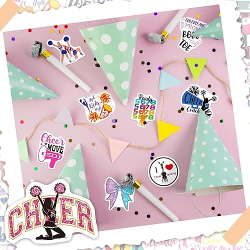 MonEnfance 200PCS Cheer Stickers, Vinyl Cheerleading Stickers for Laptop Cheer Stuff Water Bottles Pink Cheerleaders Gifts for Girls Cheer Lover Team School Teens thumbnail 7