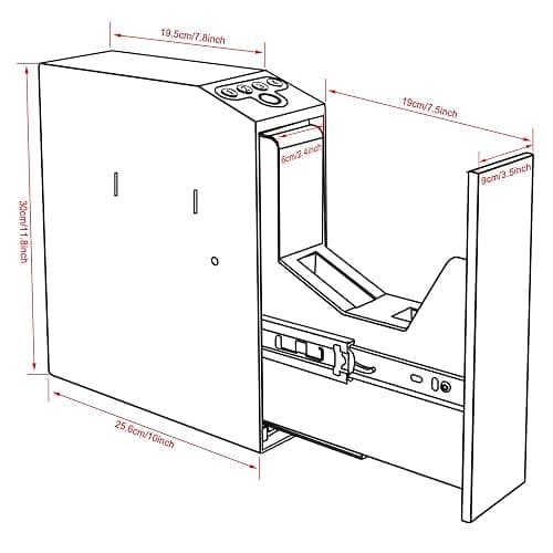 Biometric Slider Handgun Gun Safe for Nightstand, Desk, Bed Side,Truck - Auto Sliding Door Hand Gun Safe for Pistol -with Fingerprint, PIN Code, KEY Access thumbnail 3