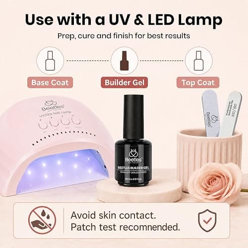 Beetles Builder Gel for Nails, 8 in 1 Natural Nude Translucent Color | for Thickening, Strengthening and Building Instant Apex,Beginner-Friendly DIY Salon at Home, UV & LED Lamp Cured Needed thumbnail 7