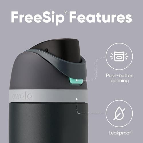 Owala FreeSip Insulated Stainless Steel Water Bottle with Straw for Sports and Travel, BPA-Free, 24oz, Foggy Tide thumbnail 3