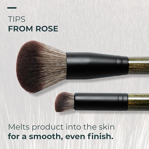 Rose and Ben Beauty D2 Concealer & Complexion Brush | Dual-Ended Design for Seamless Blending | Buffing & Setting for Cream, Liquid, and Powder Makeup | Cruelty-Free Fibers thumbnail 6