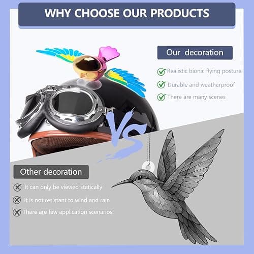 Bionic Flying Bird, Funny and Cute Car Decoration, Wings Swing with Wind, Suitable for Car, Motorcycle Mirrors and Helmets (Blue) thumbnail 6