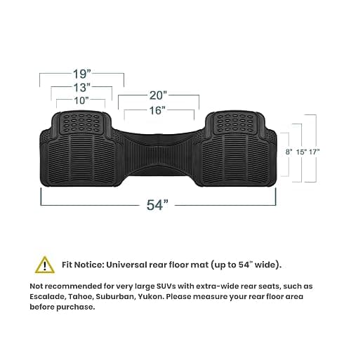 FH Group Car Floor Mats - Heavy-Duty Rubber Floor Mats for Cars, Universal Fit Rear Set, Trimmable Automotive Floor Mats, ClimaProof Floor Mats For Most Sedan, SUV, Truck Floor Mats Black thumbnail 5