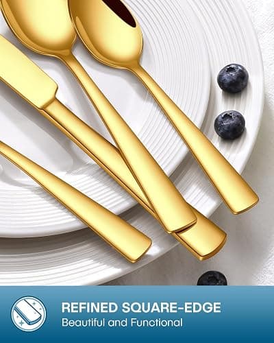 Stapava 20 Pcs Gold Silverware Set, Food-Grade Stainless Steel Flatware Sets for 4 Mirror Polished Cutlery Utensil Sets Include Dinner Knives Spoons and Forks Set Dishwasher Safe for Home Restaurant thumbnail 7