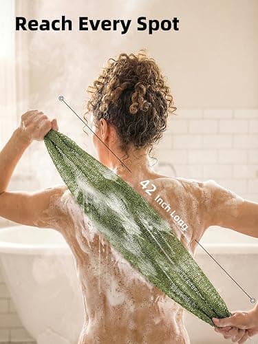 Cleangor 2Pcs African Net Sponge Authentic with Knots - Exfoliating Body | Scrubber for All Skin Types, African Bath Sponge, Wash Cloth, Gentle Exfoliation Shower Rag for Women Daily Use thumbnail 3