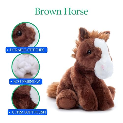 The Petting Zoo Floppy Horse Stuffed Animal Plushie, Gifts for Kids, Wild Onez Wildlife Animals, Horse Plush Toy 8 inches thumbnail 9