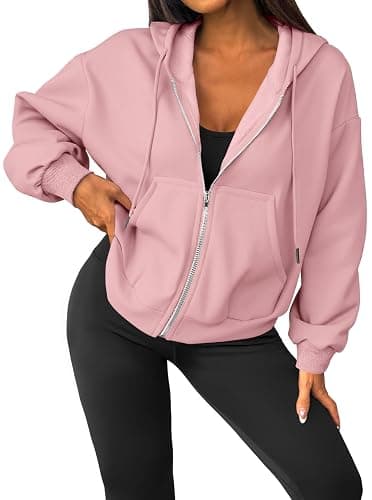 LilyCoco Womens Oversized Sweatshirt Zip Up Hoodie Long Sleeve Shirt with Pockets thumbnail 2