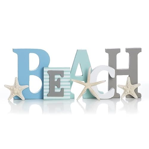 Wooden Beach Word Sign with Trio of Loose Starfish - Tropical Beach Home Decor thumbnail 7