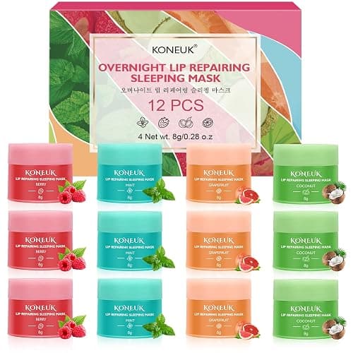 12 Pack Lip Sleeping Mask Set, Overnight Lip Treatment, Nourish and Hydrate Lip Mask With Vitamin C and Coconut Oil, Lip Balm for Dry Lips, Reduce Lip Lines and Improve Lip Color - Image 1