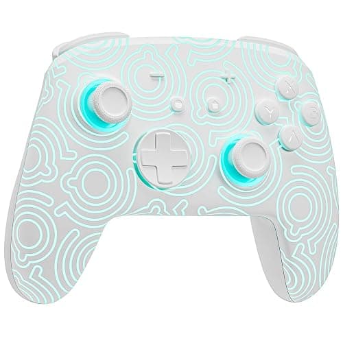 FUNLAB Switch Pro Controller Wireless Compatible with Nintendo Switch2/OLED/Lite, Firefly Bluetooth Remote Gamepad with Hall Effect Joysticks/RGB 7 LED Colors/Paddle/Turbo/Motion Control - White - Image 1