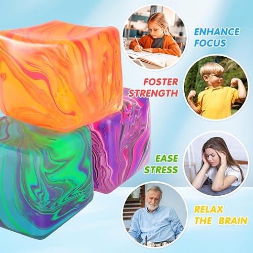 Fidget Toys Squishy Stress Cube, Stress Balls for Kids Adults Squishies Stress Relief, Ice Squishy Cube Sugar Balls, Sensory Toys for Kids with Autism, Fidgets for Classroom Prize Toys (Green) thumbnail 3