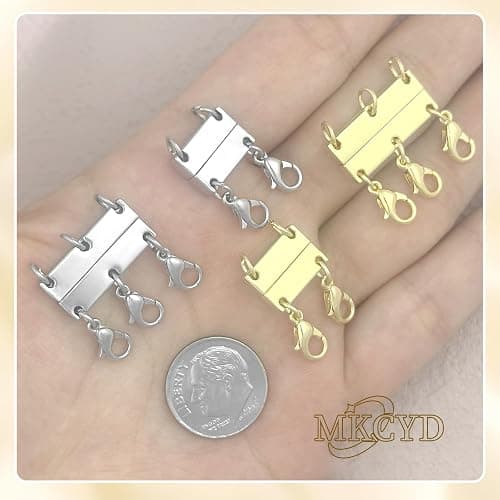 MKCYD Multi Necklace Layering Clasp Strong Magnetic Clasps | Gold and Silver Necklace Separator for Layering, Necklace Stack Clasp for Women, Multiple Jewelry Closures for Layered Look thumbnail 6