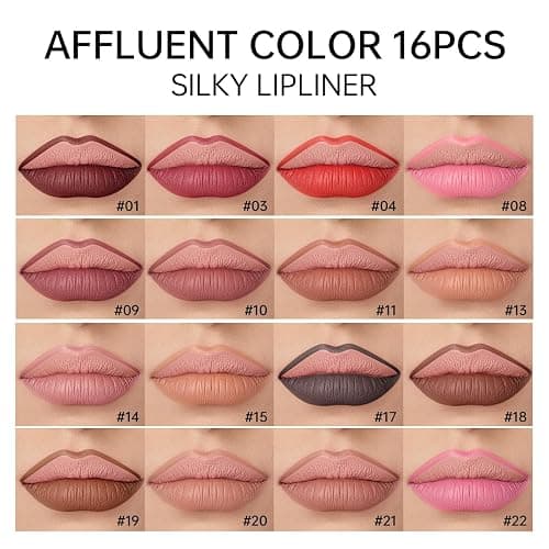 USHAS 16 Pcs Lip Liner Pencil - Matte Lip Liner Set Lip Makeup Soft Pencils for women, Natural Lip Liners Smooth Lipstick pencil (16 Colors (01-16), Pack of 1) thumbnail 3