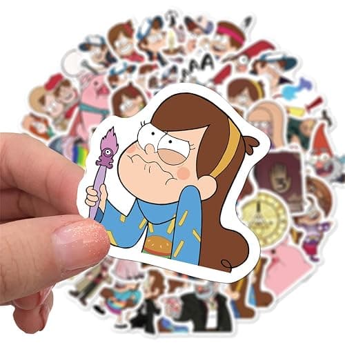 50Pcs Mixed Cartoon Gravity Falls Stickers Gifts for Kids Girl Laptop, Cute Waterproof Vinyl Cartoon Decal for Teen Water Bottle Bike Guitar Phone Skateboard Luggage (Gravity Falls) thumbnail 4