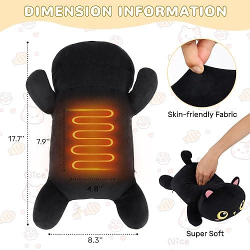 Cat Heating Pad for Period Cramps Menstrual Pain Relief, Portable Electric Heat Pads USB Powered, Cute Black Cat Plush Stuffed Animals Gift, Funny Cats Gifts for Women Teen Girls Birthday Christmas thumbnail 3