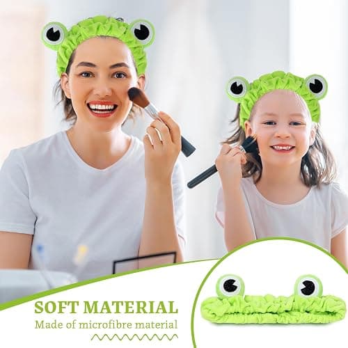 Jowmoy Green Frog Eye Elastic Headband - Versatile for Spa, Skincare, Makeup, Face Wash, Fun Gift for Women (1 Pack) thumbnail 7