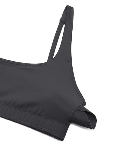 CRZ YOGA Butterluxe Spaghetti Strap Sports Bras for Women - Square Neck Yoga Wireless Low Coverage Padded Cami Crop Top - Medium - Mysterious Grey thumbnail 5