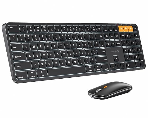 ProtoArc Backlit Bluetooth Keyboard and Mouse for Mac, KM100-A Multi-Device Wireless Keyboard Mouse for Mac, Full Size Rechargeable for MacBook Pro/Air, iPhone, iPad, Black - Image 1