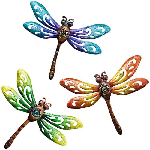 Yonivexis Metal Dragonfly Wall Decor Outdoor wall Art Hanging Decorations Living Room Bedroom Fence Dragonfly Garden Decor, Style1 | Hanging Living Room Bedroom Fence Dragonfly Garden Decor - Image 1