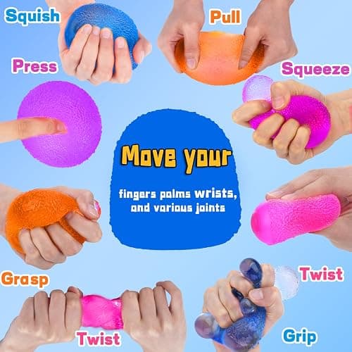 4Pcs Textured Stress Balls for Autism, Squishy Doh Fidget Toys, Sensory Squeeze Hand Exercise Stress Ball Toys for Adults & Kids, Relax, Anxiety, Fidget, Tension and Stress thumbnail 5