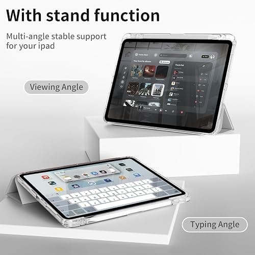 ZOYU Case for iPad Air 13 Inch Case M4/M3/M2 (2026/2025/2024), Pro 12.9 Inch (6th/5th Gen, 2022/2021) with Pencil Holder, Clear Transparent Back Cover, Support Auto Wake/Sleep &Touch ID, Light Grey thumbnail 6