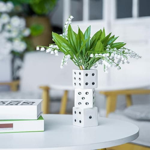 MOUGIGI Ceramic Dice Vase - Unique Decor for Dried Flowers, Rose, Pampas Grass - Stunning Design for Any Modern Space for Inspiring Smiles thumbnail 4