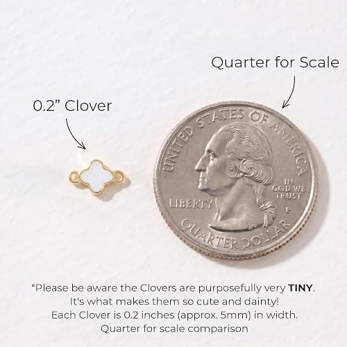 Billet-doux 14K Gold Plated Tiny Clovers Bracelet For Women, Very Small Dainty Gold Plated White/Black/Teal 4-Leaf Clovers Chain Bracelet, Mothers Day Gifts, 2026 Trendy Stackable Gold Jewelry thumbnail 4