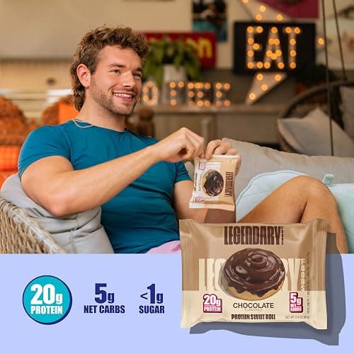 Legendary Foods 20g Protein Chocolate Sweet Roll - Premium High Protien Bars, Low Carb Meal Replacement Snack, Low Glycemic Index, Gluten Free Snacks - Zero Sugar, Keto and Diabetic Friendly 8-Pack thumbnail 5